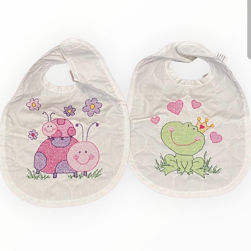 Set of 2 embroidered bibs, NWOT